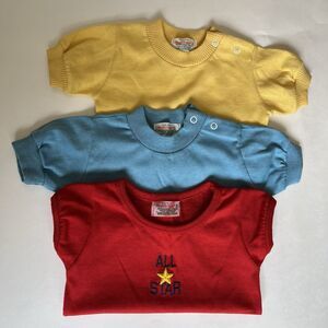 Vintage Health-Tex Baby Shirt Sz 12 Mo 18 Mo Short Sleeve Yellow Blue Red
